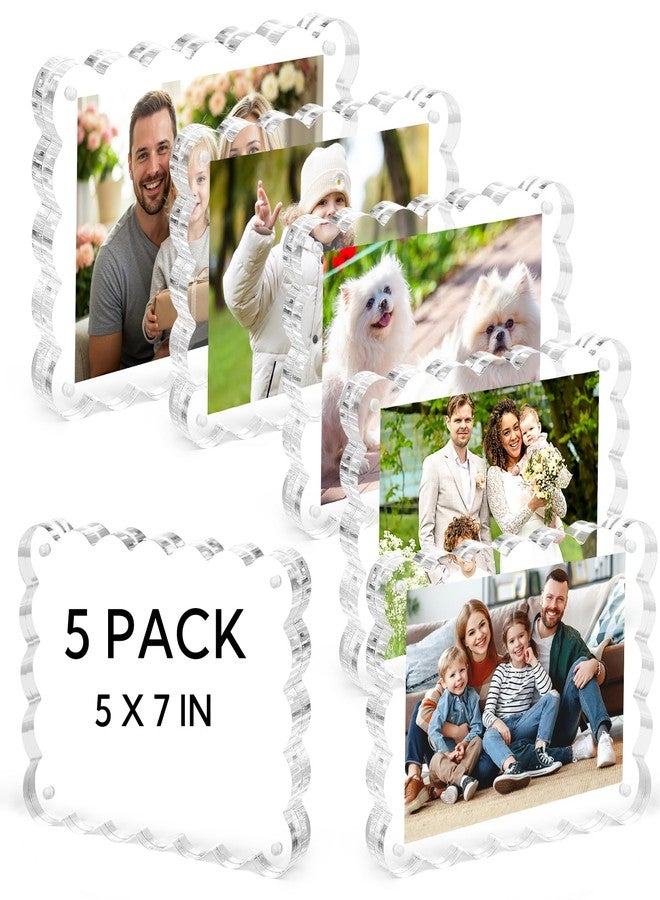 مجموعة VZZNN من 5 إطارات صور أكريليك مغناطيسية أفقية مزدوجة الجوانب، مقاس 5 × 7 بوصات، بسمك 10+10 مم، شفافة وبدون إطار، للعرض على سطح المكتب - Image 1